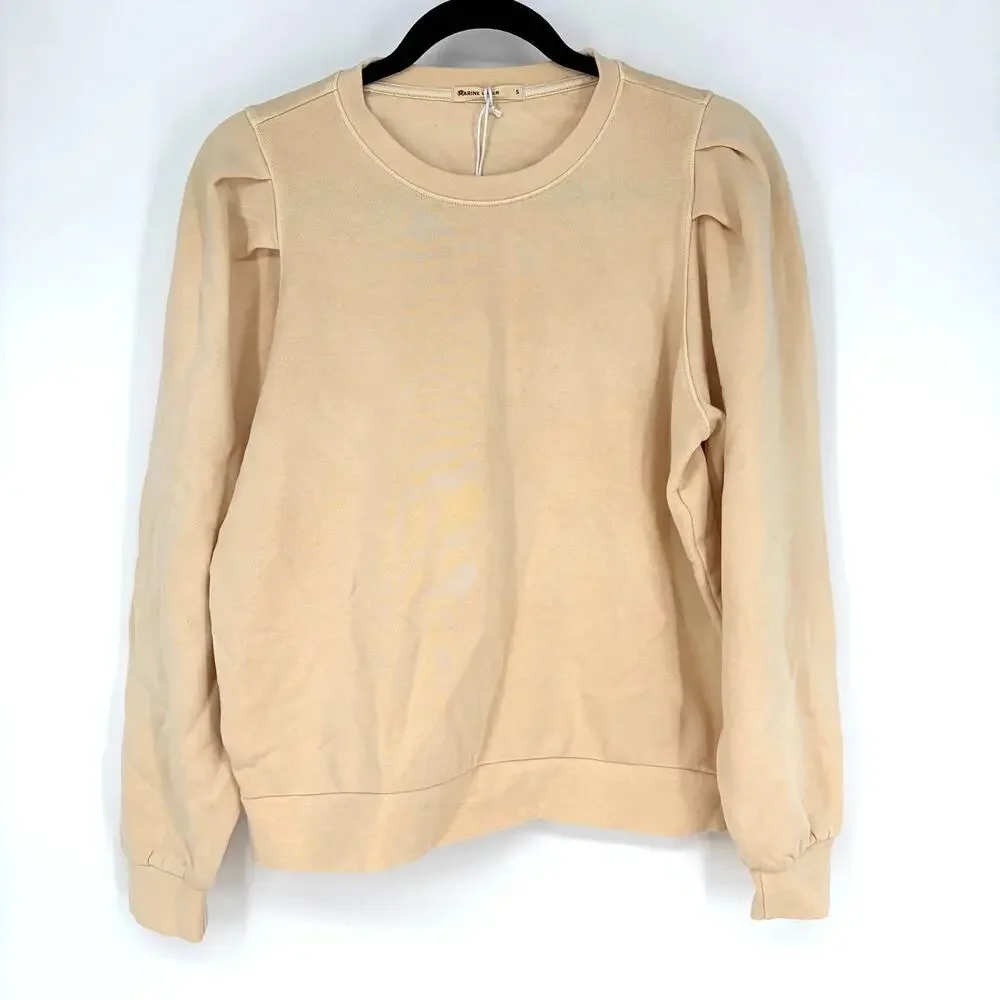 Marine Layer Enya Puff Sleeve Sweatshirt Antique White Women's Small NWT - Picture 2 of 10
